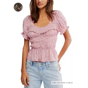 NWT Free People Adore You Blouse Top Floral Pink Size Medium